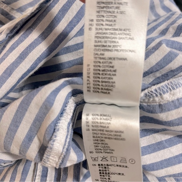 H&M Womens Size 4 Blue & White Striped Long Sleeve Button Up Shirt Casual - Picture 7 of 11